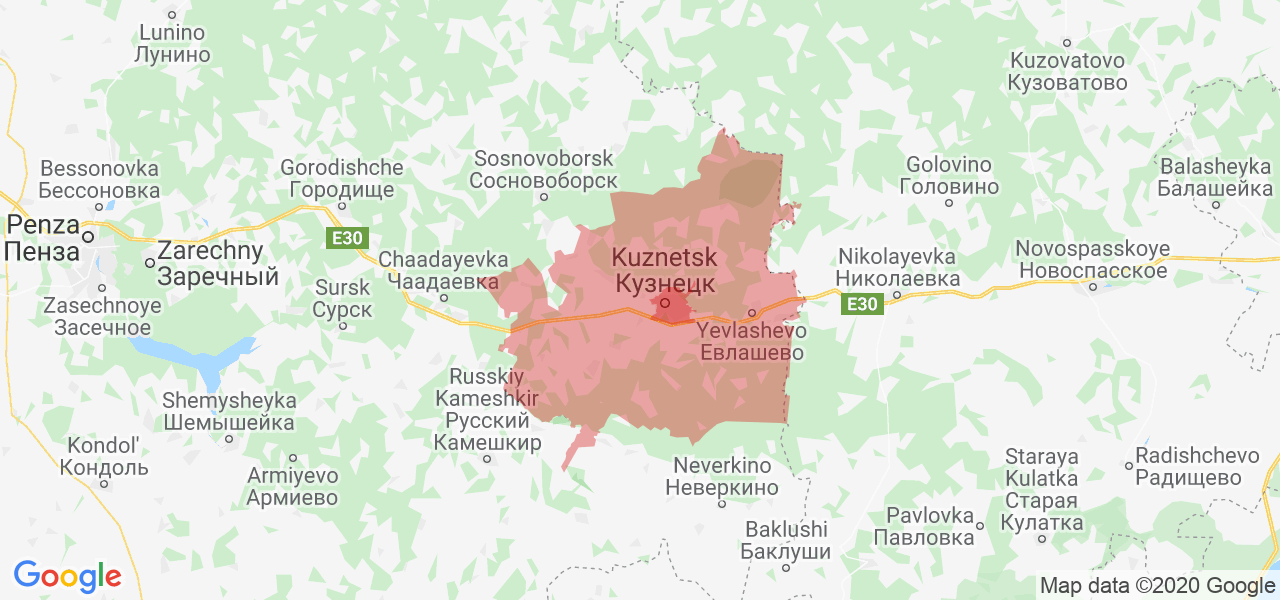 Изображение Кузнецкого района Пензенской области на карте