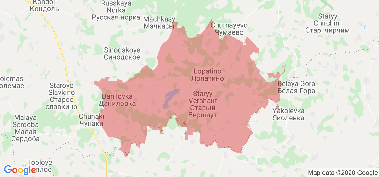 Изображение Лопатинского района Пензенской области на карте
