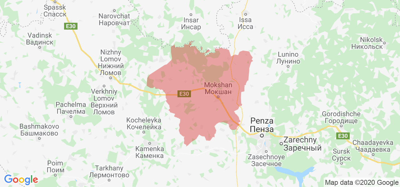 Изображение Мокшанского района Пензенской области на карте