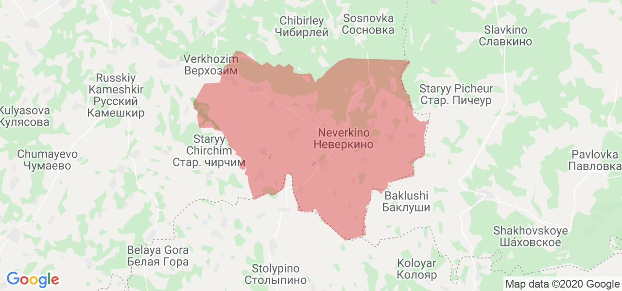 Изображение Неверкинского района Пензенской области на карте