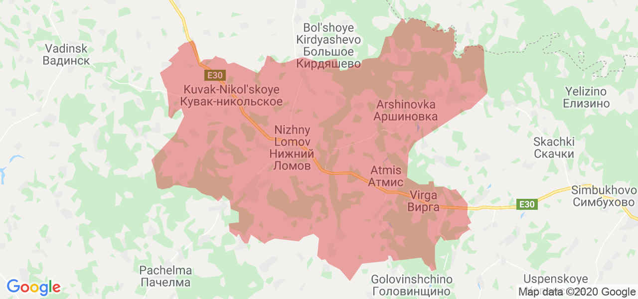 Изображение Нижнеломовского района Пензенской области на карте
