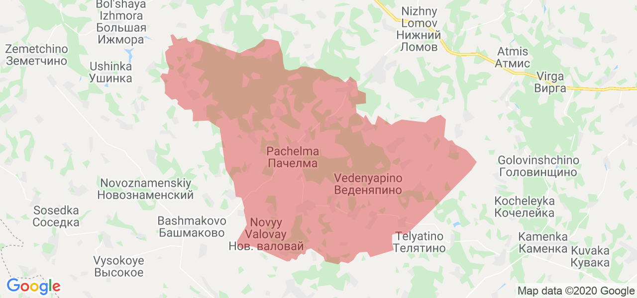 Изображение Пачелмского района Пензенской области на карте