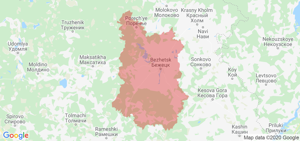 Изображение Бежецкого района Тверской области на карте