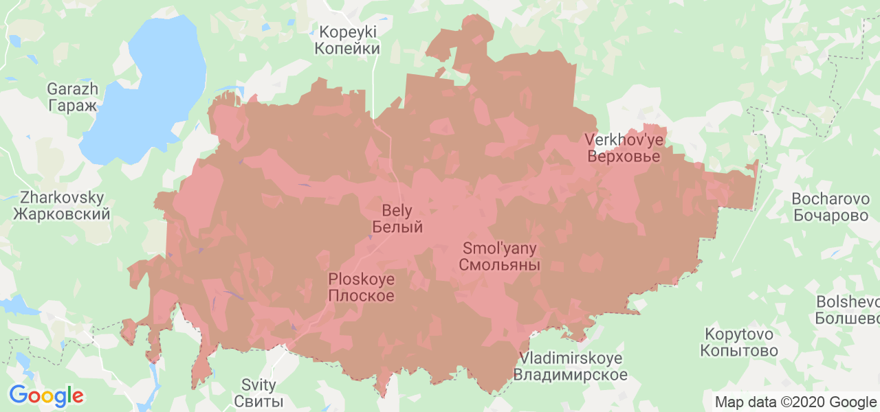 Изображение Бельского района Тверской области на карте