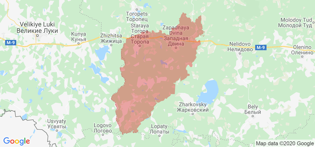 Изображение Западнодвинского района Тверской области на карте