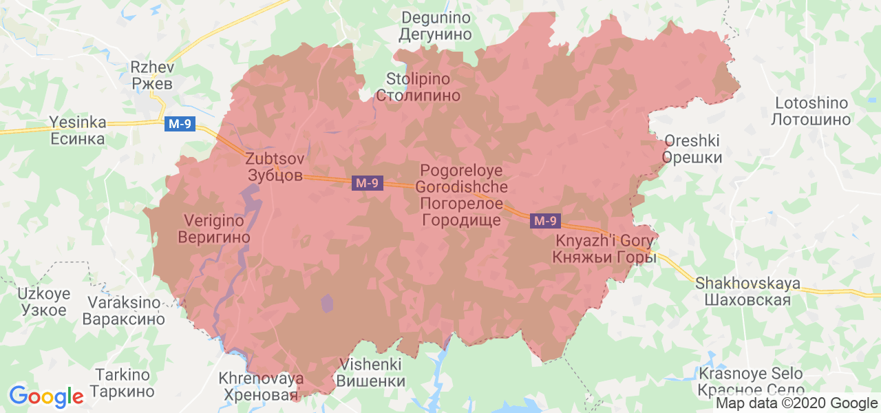 Изображение Зубцовского района Тверской области на карте