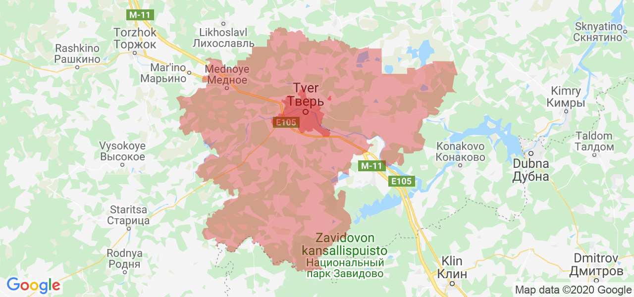 Изображение Калининского района Тверской области на карте