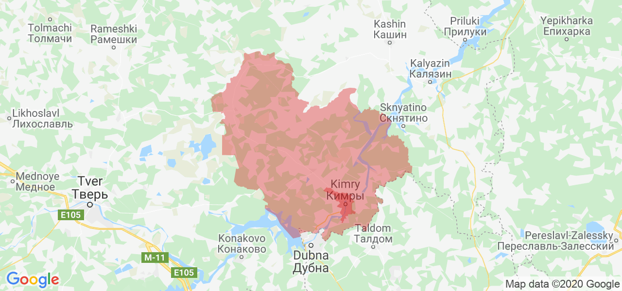 Изображение Кимрского района Тверской области на карте