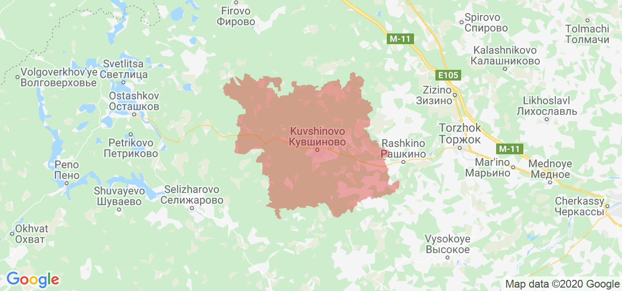 Изображение Кувшиновского района Тверской области на карте