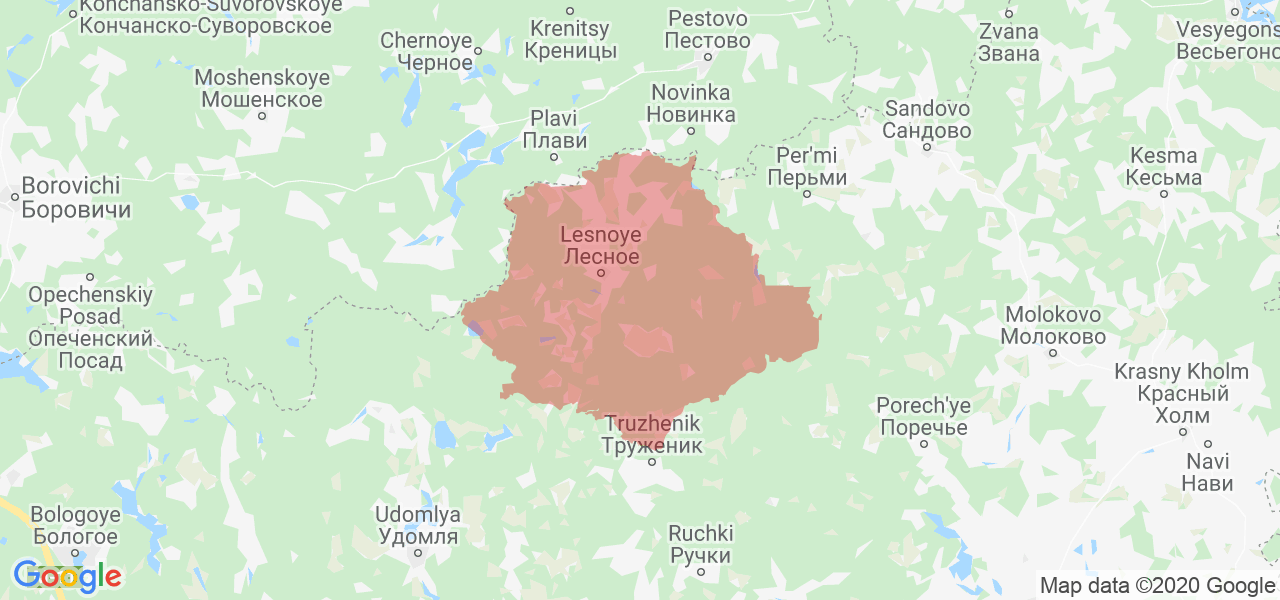 Изображение Лесной район Тверской области на карте