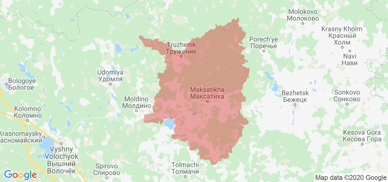 Изображение Максатихинского района Тверской области на карте