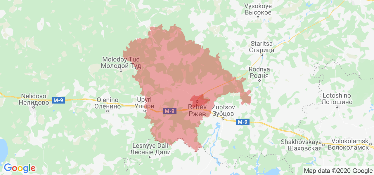 Изображение Ржевского района Тверской области на карте