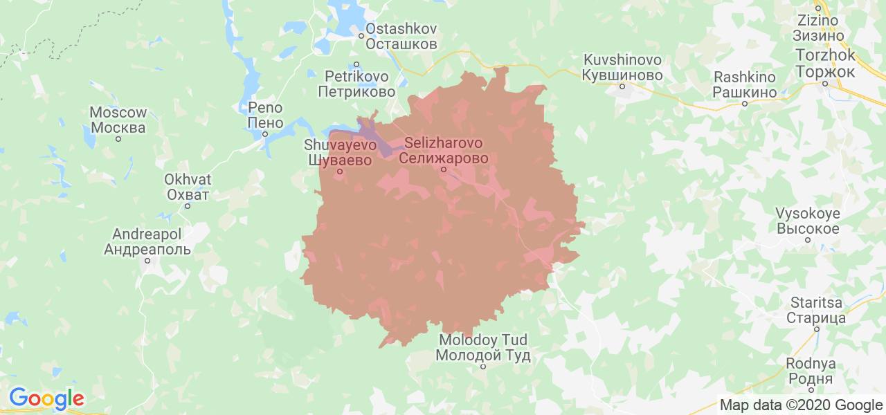 Изображение Селижаровского района Тверской области на карте