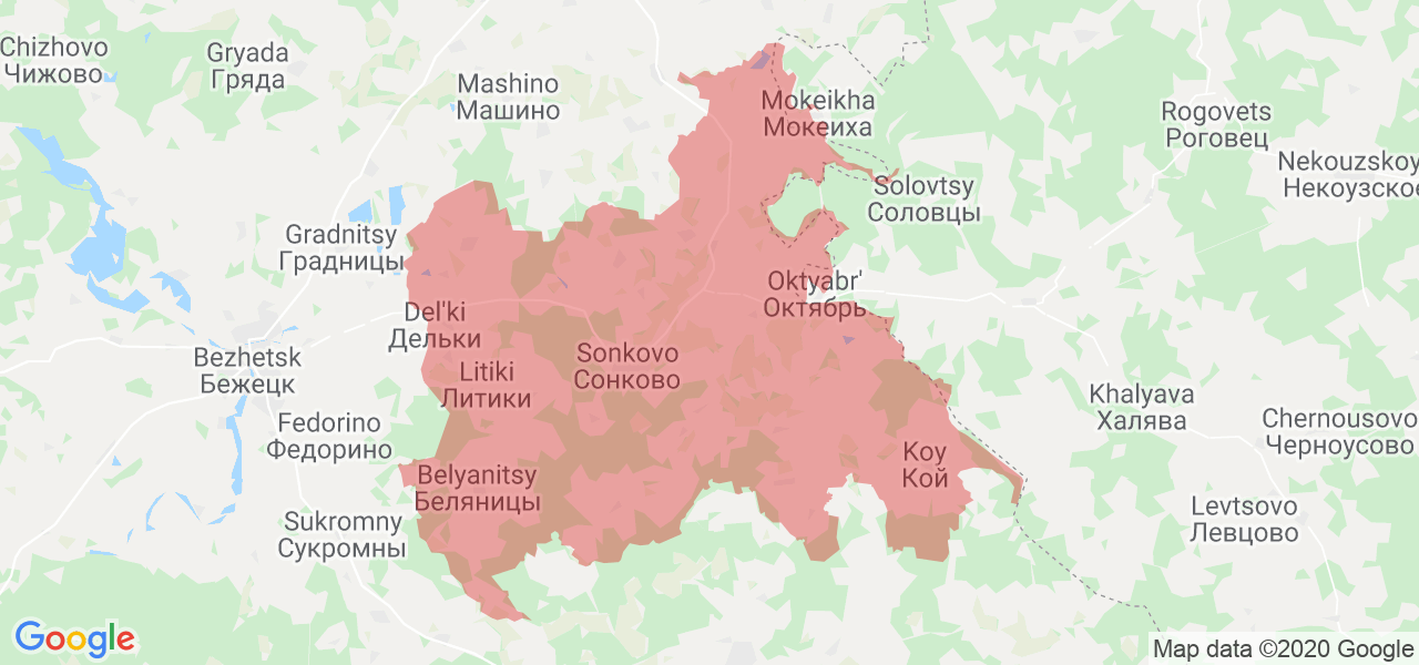 Изображение Сонковского района Тверской области на карте