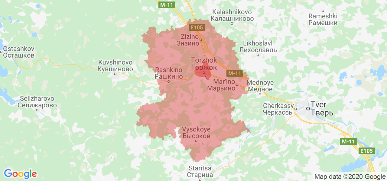 Изображение Торжокского района Тверской области на карте