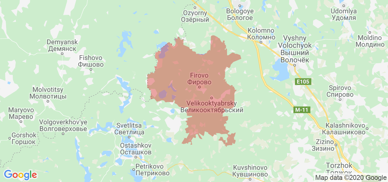 Изображение Фировского района Тверской области на карте