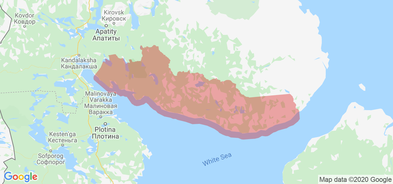 Изображение Терского района Мурманской области на карте