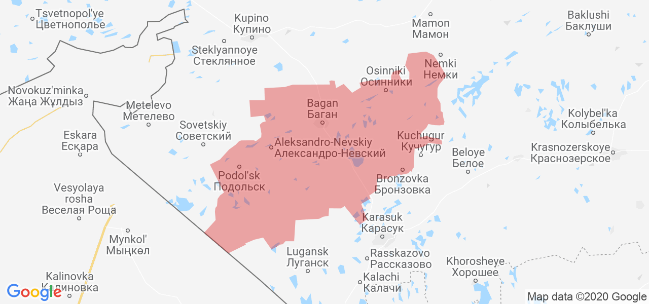 Изображение Баганского района Новосибирской области на карте