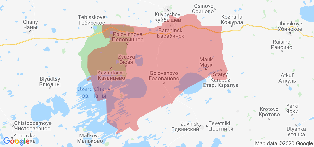 Изображение Барабинского района Новосибирской области на карте