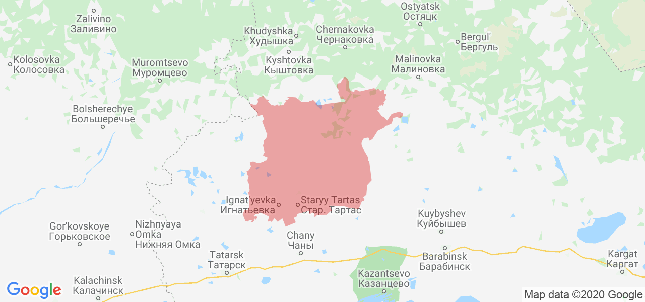Изображение Венгеровского района Новосибирской области на карте