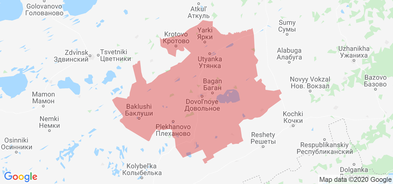 Изображение Доволенского района Новосибирской области на карте