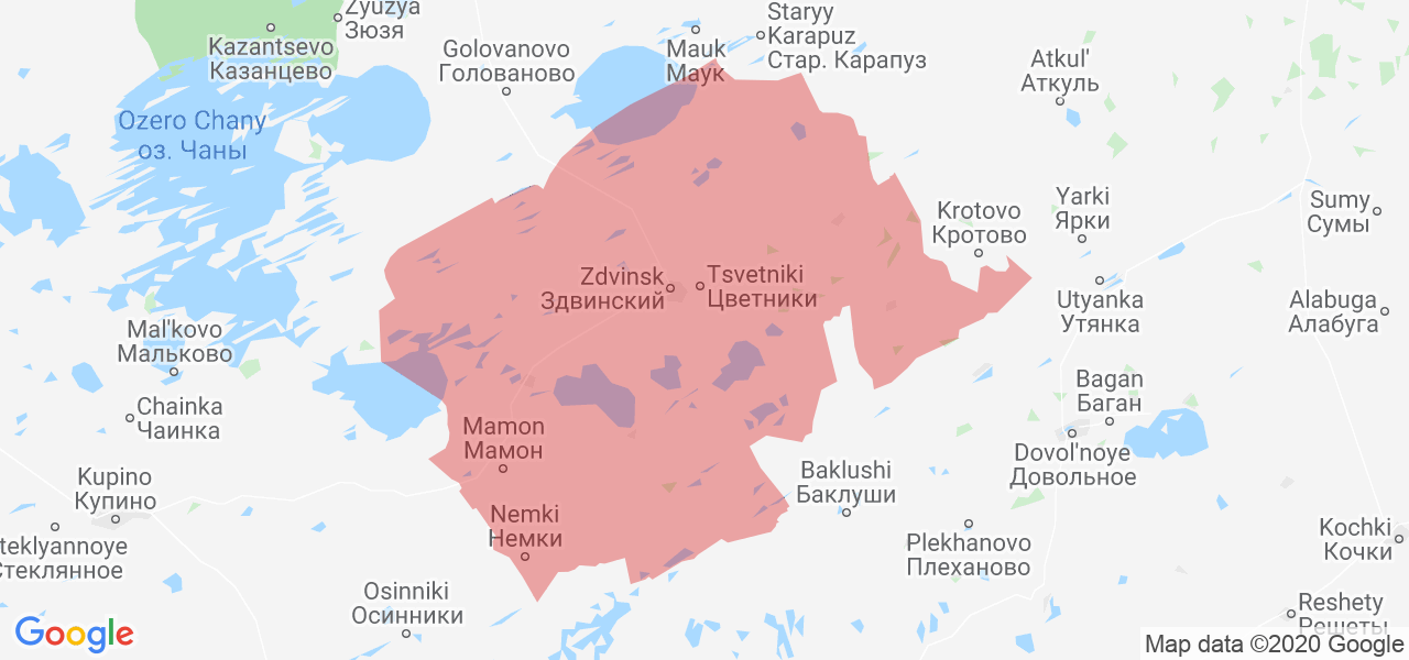 Изображение Здвинского района Новосибирской области на карте