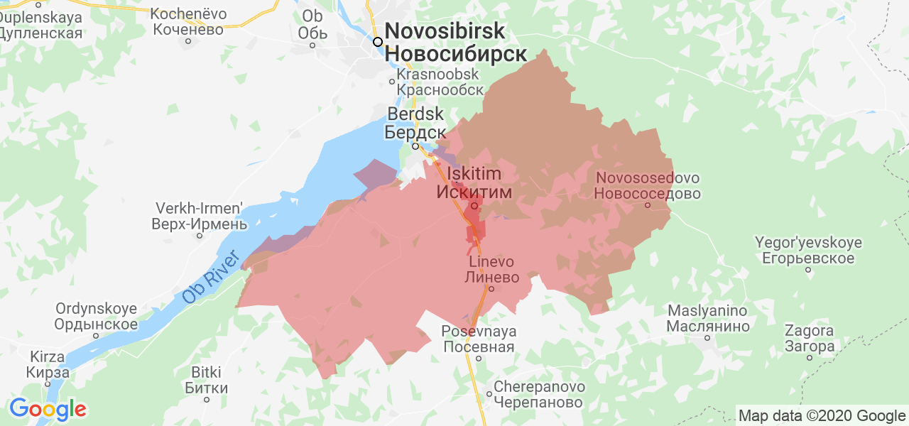 Изображение Искитимского района Новосибирской области на карте