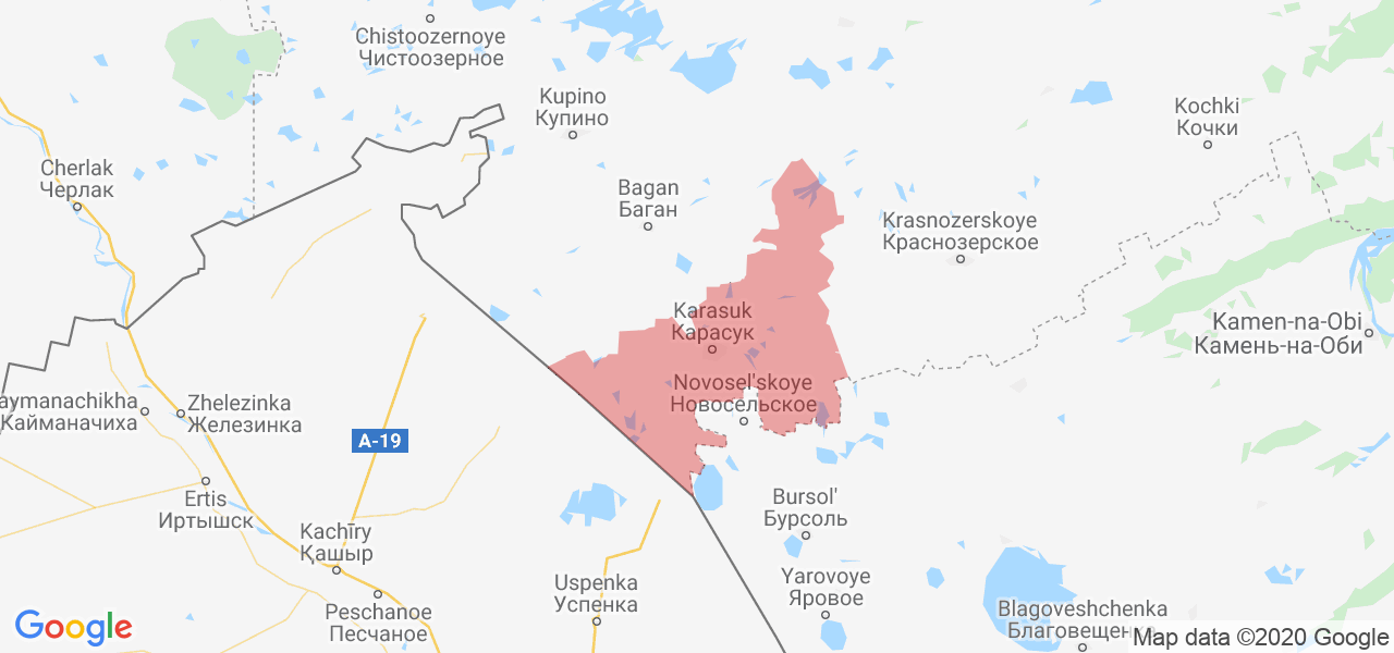 Изображение Карасукского района Новосибирской области на карте