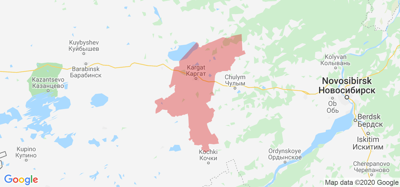 Изображение Каргатского района Новосибирской области на карте