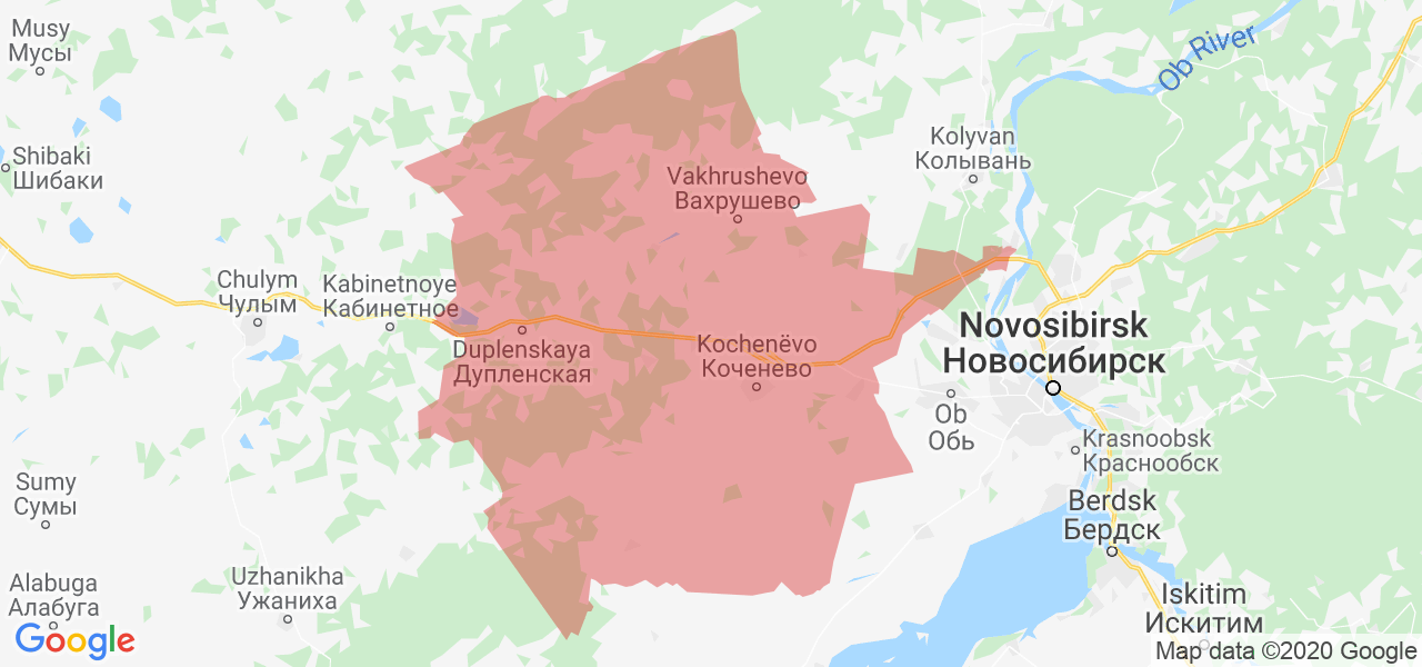 Изображение Коченёвского района Новосибирской области на карте