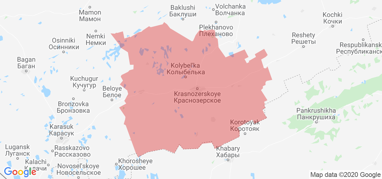 Изображение Краснозёрского района Новосибирской области на карте