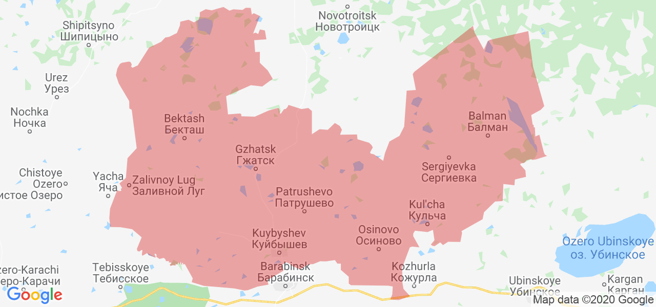 Изображение Куйбышевского района Новосибирской области на карте