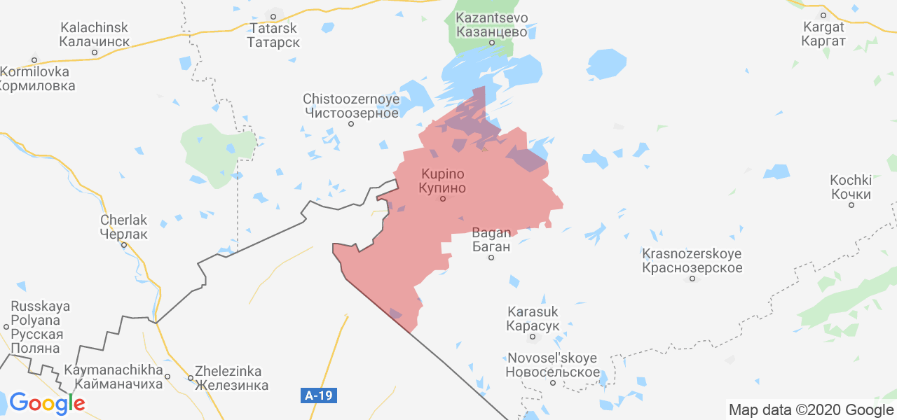 Изображение Купинского района Новосибирской области на карте