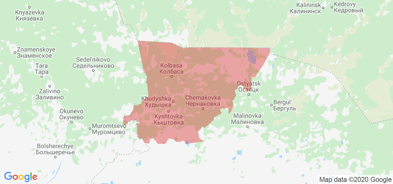 Изображение Кыштовского района Новосибирской области на карте