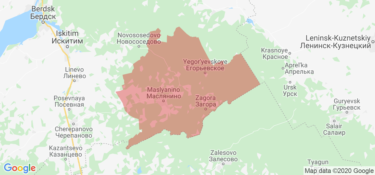Изображение Маслянинского района Новосибирской области на карте
