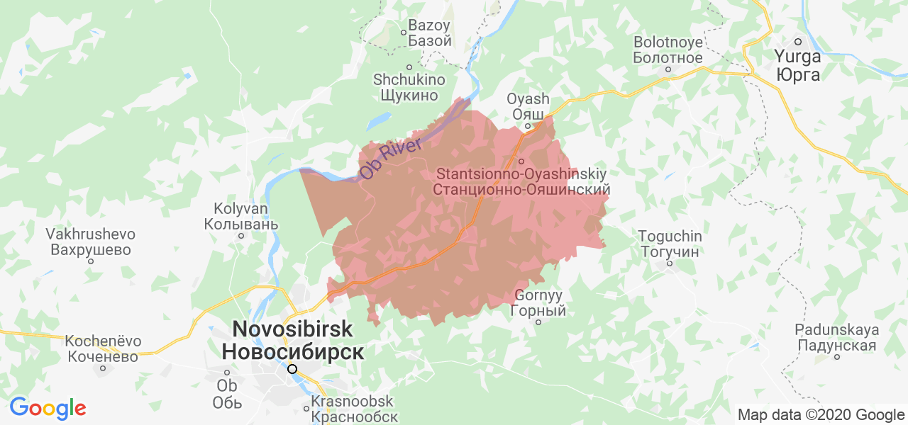 Изображение Мошковского района Новосибирской области на карте