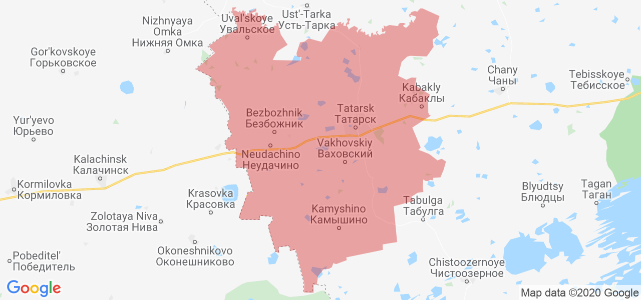 Изображение Татарского района Новосибирской области на карте