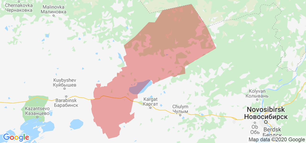 Изображение Убинского района Новосибирской области на карте