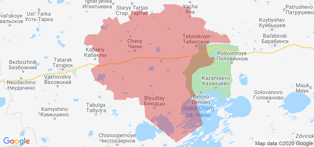 Изображение Чановского района Новосибирской области на карте
