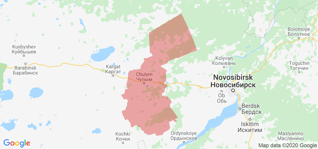 Изображение Чулымского района Новосибирской области на карте