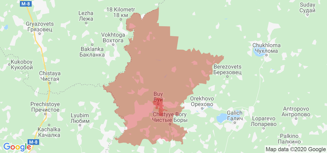 Изображение Буйского района Костромской области на карте