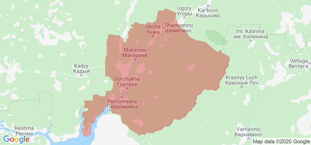 Изображение Макарьевского района Костромской области на карте