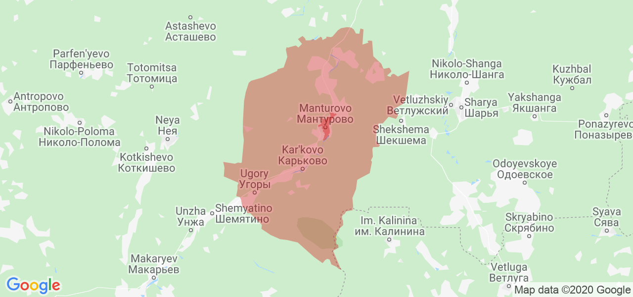 Изображение Мантуровского района Костромской области на карте