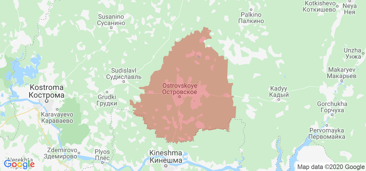 Изображение Островского района Костромской области на карте
