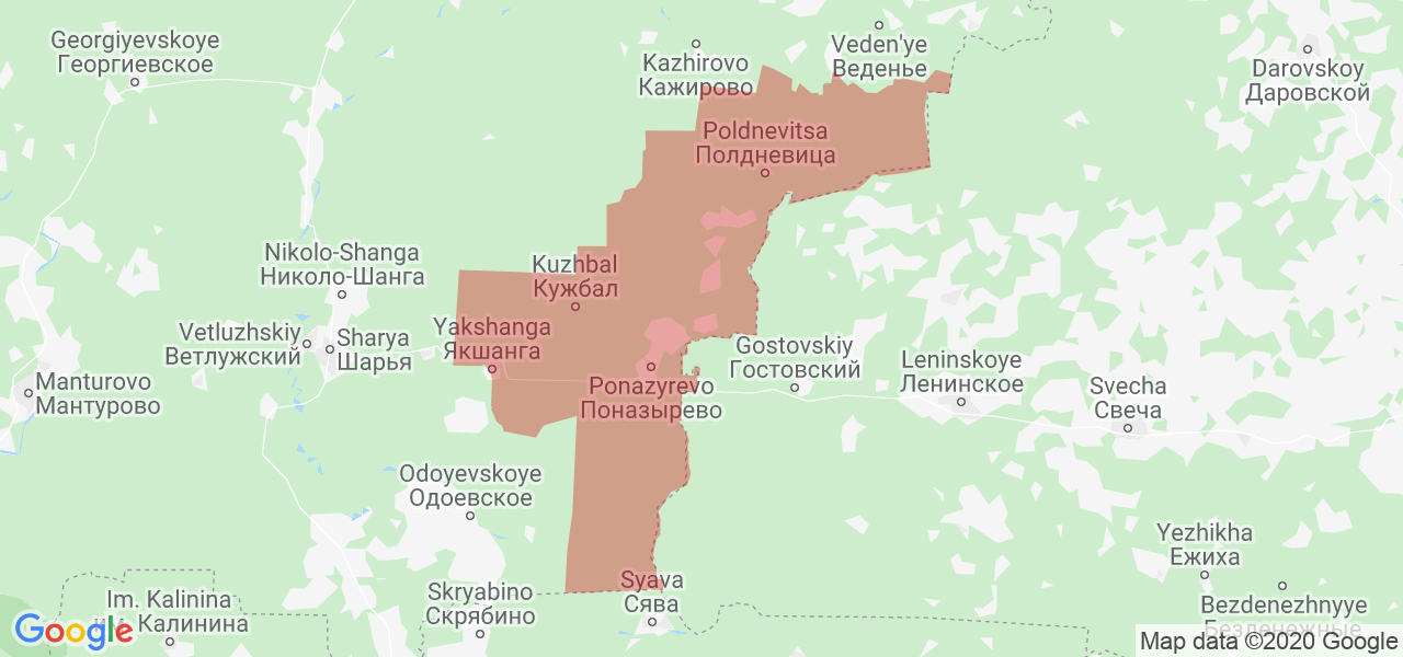 Изображение Поназыревского района Костромской области на карте