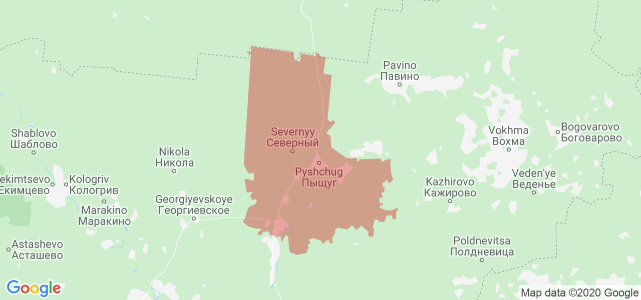 Изображение Пыщугского района Костромской области на карте