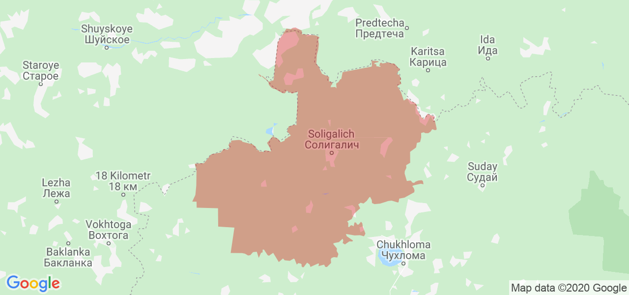 Изображение Солигаличского района Костромской области на карте