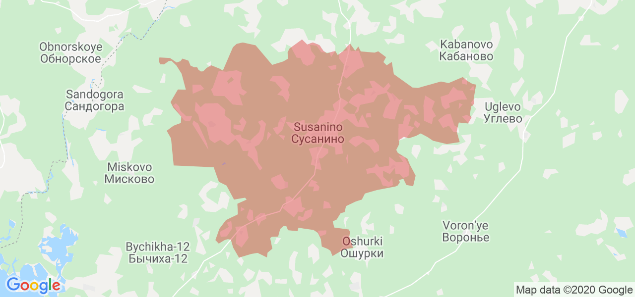 Изображение Сусанинского района Костромской области на карте