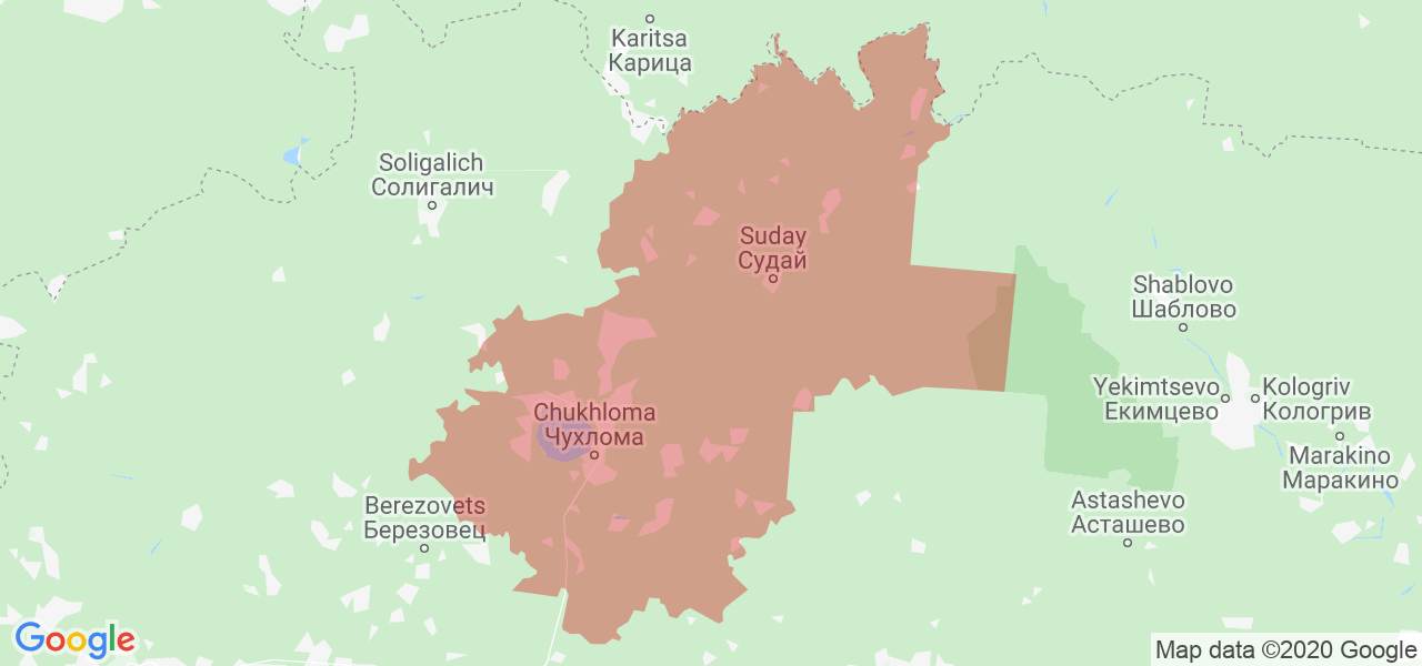 Изображение Чухломского района Костромской области на карте