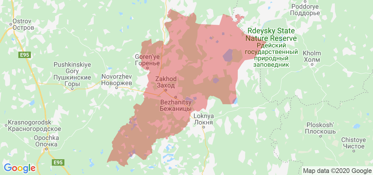 Изображение Бежаницкого района Псковской области на карте
